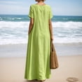 thumbnail image 1 of Casual Summer Dress for Everyday Wear Lightweight Loose Fit Short Sleeves Solid Color Style Women’s Casual Tennis Dress Female Everyday Attire Green M, 1 of 6