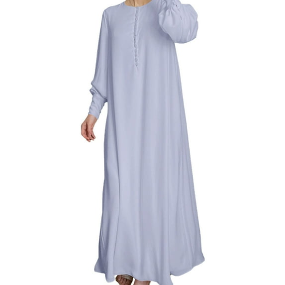 Casual Summer Dresses For Women 2023 Solid Lantern Sleeve Abaya Arab Kaftan Summer Maxi Dresses For Women 2023
