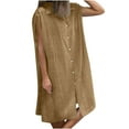 thumbnail image 1 of Casual Summer Dresses For Women Sevevn Women's Summer Imitation Cotton And Linen Lapel Solid Color With Pockets Shoulder Drawstring Dress, 1 of 6