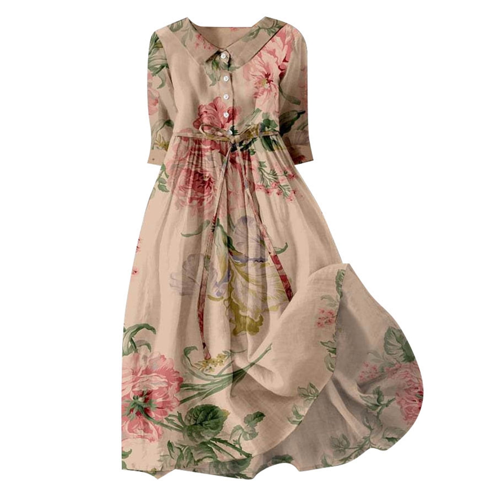 Casual Summer Dresses For Women WomensD Temperament/4 Sleeve Skirt