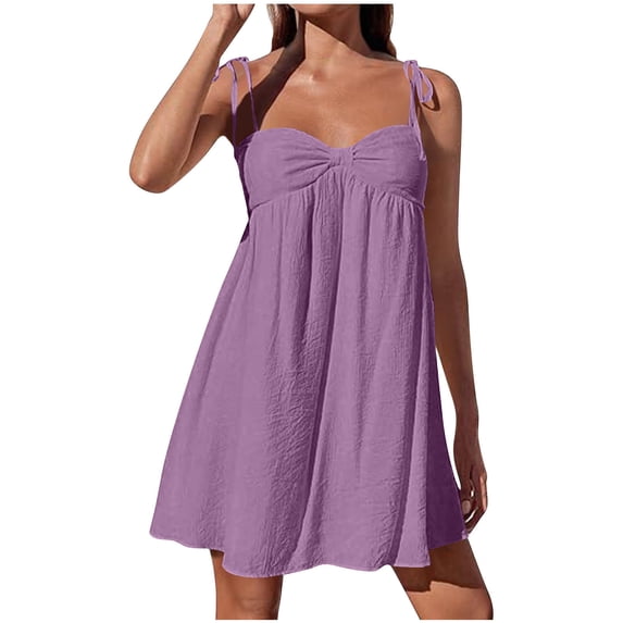 Casual Summer Dresses for Women Flowy Sun Dress Cute Sweetheart Neck Slip Dress Adjustable Spaghetti Strap Dress