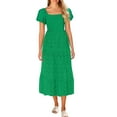 thumbnail image 1 of Casual Summer Dresses for Women Women's Casual Printed Pleated Elastic Waist Sleeveless V-Neck Dress Green Xl, 1 of 5