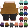 thumbnail image 1 of Casual Summer Pleated Beach Dress Zhongda Girls' Fashion Solid Color Patchwork Loose High Waist A-Line Fake Two Piece Sports Pants Skirt Half Body Skirt Brown 8 Years, 1 of 7