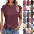 thumbnail image 1 of Casual Summer Plus Size Short Sleeve High Low Loose T Shirt Basic Tees Tops for Women on Clearance, 1 of 7