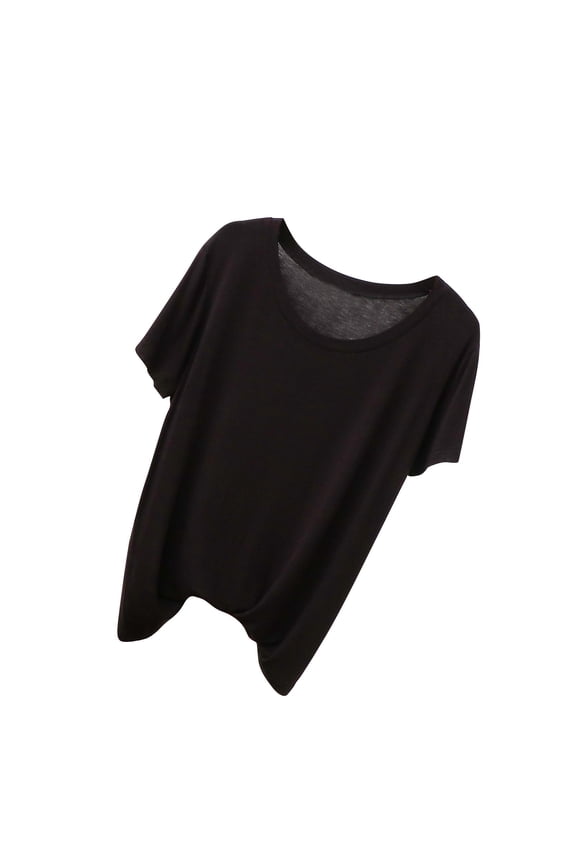 Casual Summer Short Sleeve High Low Loose T Shirt Basic Tees Tops for Women