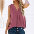 thumbnail image 1 of Casual Summer Sleeveless Tank Top for Women in Solid Chiffon Loose Fit Blouse with Versatile Everyday Wear for Travel and Weekend Outings, S, Pink, 1 of 3