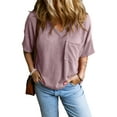 thumbnail image 1 of Casual Summer Tee: Loose Fit Ribbed T-shirt in Valerian Pink - [ZhiHiMeRi] | (US 16-18)XL, 1 of 12