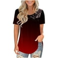 thumbnail image 1 of Casual Summer Tee Shirts for Women Floral Lace Crewneck Short Sleeve Work Office Blouses Loose Basic Tunic Tee Tops, 1 of 6