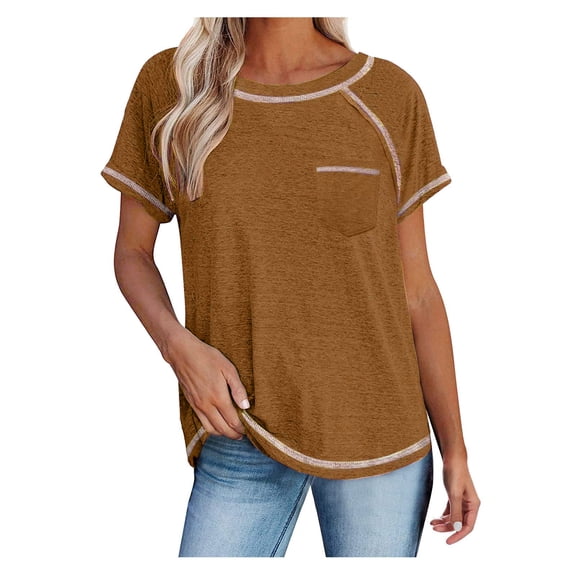 Casual Summer Tops for Women Short Sleeve Loose Simple T Shirts Tops Crewneck Fashion Comfy Basic Tunic Tee Tops Blouses