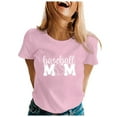 thumbnail image 1 of Casual Summer Tshirts For Women Fashion Baseball Mom Theme Printed Round Neck Short Sleeve T Shirt, 1 of 4