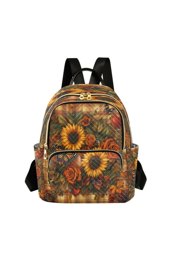 Casual Sunflowers Roses Butterflies Hearts Backpack for School,College and Travel, Water Resistant Bookbag,