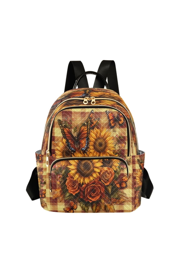 Casual Sunflowers Roses and Butterflies Backpack for School,College and Travel, Water Resistant Bookbag,