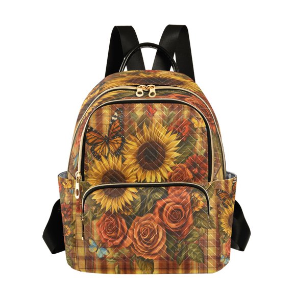 Casual Sunflowers Roses and Butterflies Backpack for School,College and Travel, Water Resistant Bookbag,