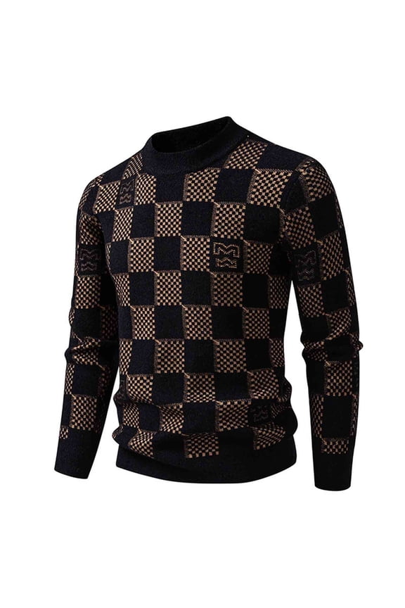 Casual Sweaters for Men Cable Knitted Sweater Classic V Neck Pullover Long Sleeve Sweater for Fall and Winter Brown 3XL