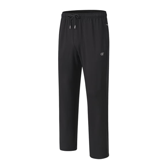 Casual Sweatpants - Casual Open Bottom Straight Leg Pants with Zipper Pockets for Men Black M