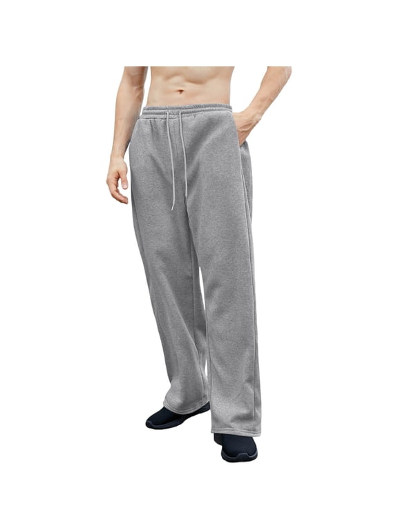 Casual Sweatpants for Men Straight-Leg Elastic Drawstring Waist with Pockets Athletic Workout Pants