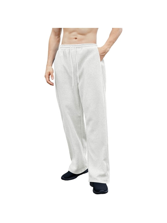 Casual Sweatpants for Men Straight-Leg Elastic Drawstring Waist with Pockets Athletic Workout Pants