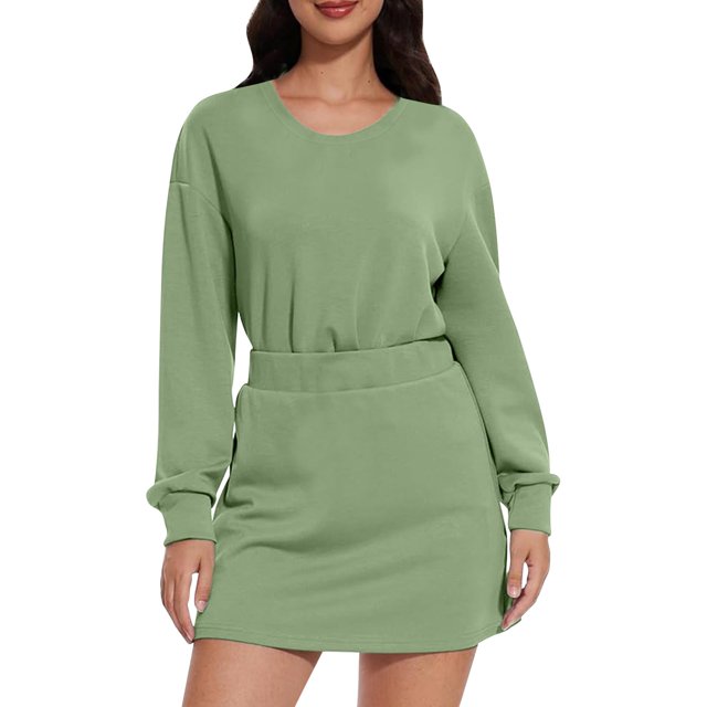 Casual Sweatshirt Sweatshirt Skirt Matching Set Casual Tennis Jogging