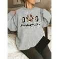 thumbnail image 1 of Casual Sweatshirt, Women's Plus Leopard Paw & Art Letter Print Long Sleeve Crew Neck Slight Stretch Pullover Sweatshirt, Casual Tops For Fall & Winter, 1 of 5