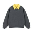 thumbnail image 1 of Casual Sweatshirts for Men Fall Trendy Plain Pullover Tops Loose Crewneck Sweatshirt Tops Long Sleeve Mens Clothes (M, Dark Gray|Collared), 1 of 4
