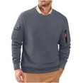 thumbnail image 1 of Casual Sweatshirts for Men with Zipper Pocket Fleece Lined Long Sleeve Shirts No Hood Pullover Solid Color Crewneck Athletic Workout Sweatshirt Tops, 1 of 7