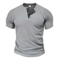 thumbnail image 1 of Casual T Shirts for Men Short Sleeve Button Crewneck Tshirts Shirt Mens Pullover Solid Color Basic Breathable Raglan Going-Out Loungewear Tees Tops, 1 of 5