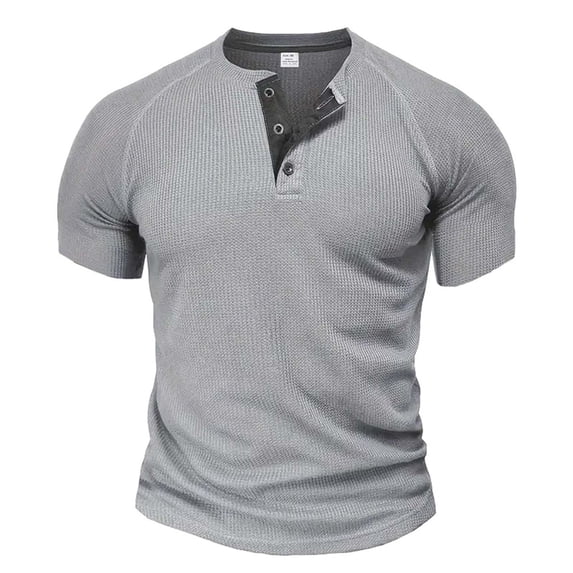 Casual T Shirts for Men Short Sleeve Button Crewneck Tshirts Shirt Mens Pullover Solid Color Basic Breathable Raglan Going-Out Loungewear Tees Tops
