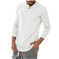 thumbnail image 1 of Casual T Shirts for Men with Pocket Long Sleeve Button Crewneck T-Shirts Mens Basic Solid Pullover Slim-Fit Loungewear Athletic Workout Tees Tops, 1 of 5