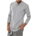thumbnail image 1 of Casual T Shirts for Men with Pocket Long Sleeve Button Crewneck T-Shirts Mens Basic Solid Pullover Slim-Fit Loungewear Athletic Workout Tees Tops, 1 of 5