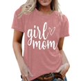 thumbnail image 1 of Casual T Shirts for Women Letter Print Short Sleeve Crew Neck Graphic Fashion Tunic Tops, 1 of 4
