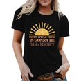 thumbnail image 1 of Casual T Shirts for Women Letter Print Short Sleeve Crew Neck Graphic Fashion Tunic Tops, 1 of 4
