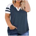 thumbnail image 1 of Casual T Shirts for Women Plus Size V Neck Color Blocked Short Sleeved Loose Shirt Tops Summer Fashion Tees, 1 of 2