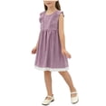 thumbnail image 1 of Casual Tank Dresses Girls Sleeveless Cute Summer Dress Ruffle Hem Round Neck Toddler Aline Sundress Purple, 3 Years, 1 of 7