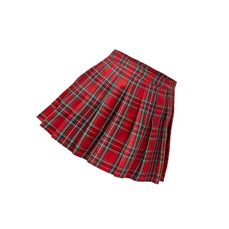 Casual Tartan Pleated Skirt Multicolor Plus Size Skirts