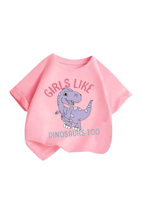 Casual Tee Shirts for Kids Girl Boy Fall Summer Short Sleeve Crewneck Dinosaur Graphic Tee Shirt Tops Kid 2026 Clothing Country Concert 4 Years