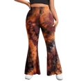 Casual Tie Dye Flare Leg Multicolor Plus Size Pants (Women's Plus