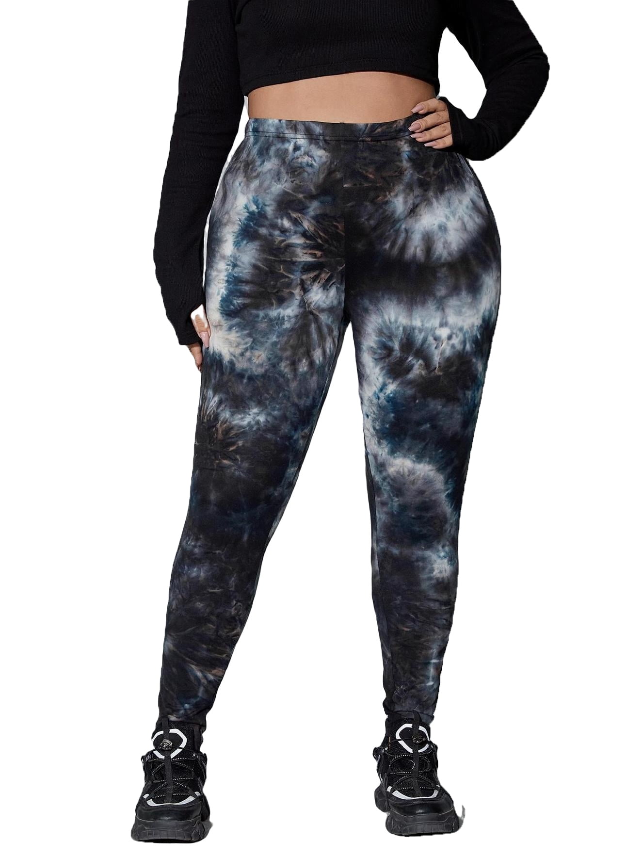 Casual Tie Dye Regular Multicolor Plus Size Leggings (Women's) 