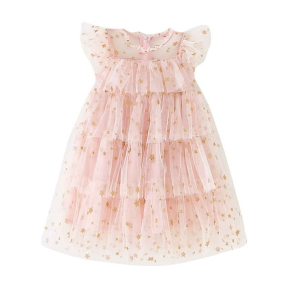 Casual Toddler Girls Dresses Cute Sweet Printed Party Dress For Girl Breathable Soft Mesh Children's Sundress Suitable For Show, Festival Performance