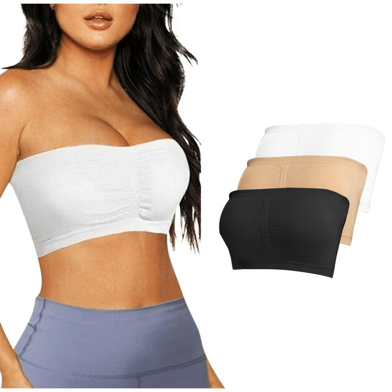  Double Layer Large Strapless Bra Tube Top Removable Thick  Elastic Summer Bra Size S-3XL : Clothing, Shoes & Jewelry