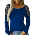 thumbnail image 1 of Casual Tops Shirts for Women Long Sleeve Crew Neck Hollow-Out Studded T Shirts Tee Shirts, 1 of 5