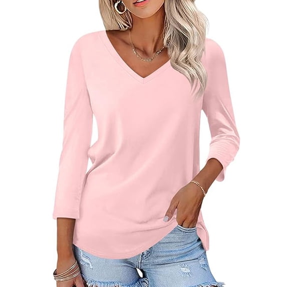 Casual Tops for Women Long Sleeve off Shoulder Ladies' Summer Fashion Casual V Neck Slim fit Long Sleeved Base Sleeve T Shirt Solid Color Top Round Neck T Shirt Womens Short Sleeve Tops Casual Tall