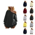 thumbnail image 1 of Casual Tops for Women Solid Color Sweatshirt Women's Off Shoulder Sweatshirt Casual Long Sleeve Pullover Tops For Daily Wear Comfortable Soft Stretchy Pure Color Loose Fit Spring Fall Winter Fashion, 1 of 5