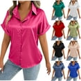 thumbnail image 1 of Casual Tops for Women Casual Comfortable Short Sleeved ButtonTop Blouse Basic Workout Clothes Spring Fashion Outfits, 1 of 7