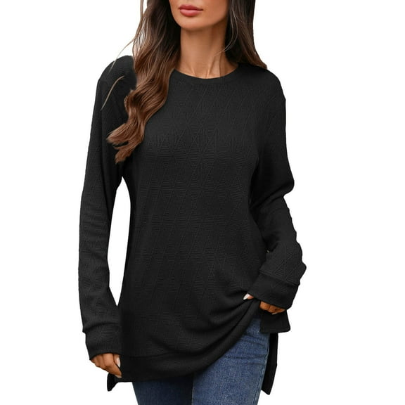 Casual Tops for Women Crew Neck Tops Black Long Sleeve T Shirts Women Basic Tops Womens Cute Fall Tops
