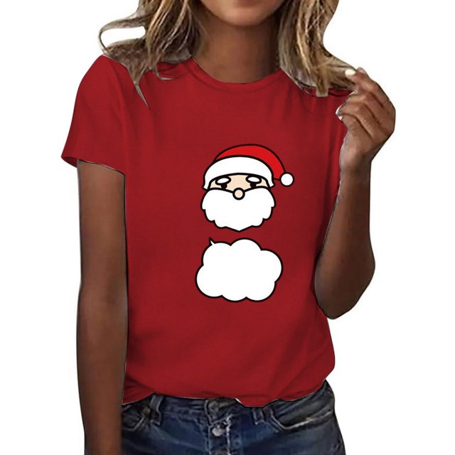 Casual Tops for Women Fashion T Shirts Women's Cute Christmas Printed