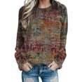 thumbnail image 1 of Casual Tops for Women Long Loose Thermal Crewneck Sweat Print Sleeve Com Petite Tops for Women,Red,M, 1 of 3