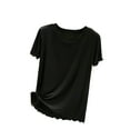 thumbnail image 1 of Casual Tops for Women Thin Lightweight Shirt Short Sleeved Round Neck Top Soft Summer T Shirts Crewneck Causal Fashion Solid Color Basic Tee, 1 of 4