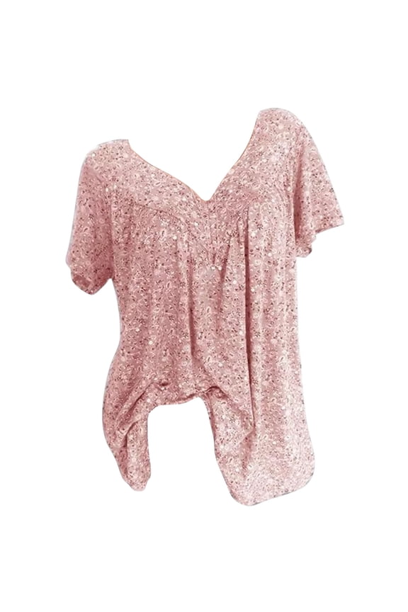 Casual Tops for Women Trendy Casual Loose Cat Moon Print Crew Neck Top T-Shirt Pink M