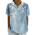 thumbnail image 1 of Casual Tops for Women Trendy Summer Floral Print Blouses for Women Womens T Shirts Casual V Neck, 1 of 5
