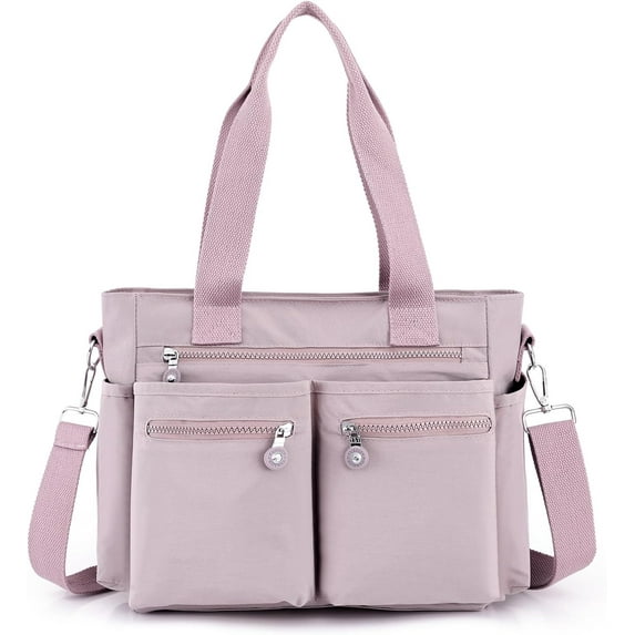 Casual Tote Bag for Women with Multiple Pockets Nylon Crossbody Shoulder Bag Everything Bag Handbag for Work Travel Out